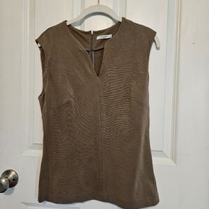 M.M. LaFleur Brown Sheath Sleeveless Top